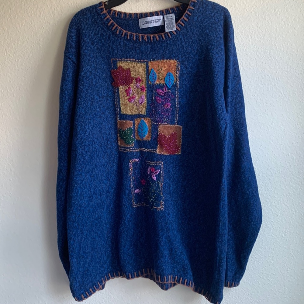 VTG Cabin Creek cottage core knitted Autumn leaf's sweater